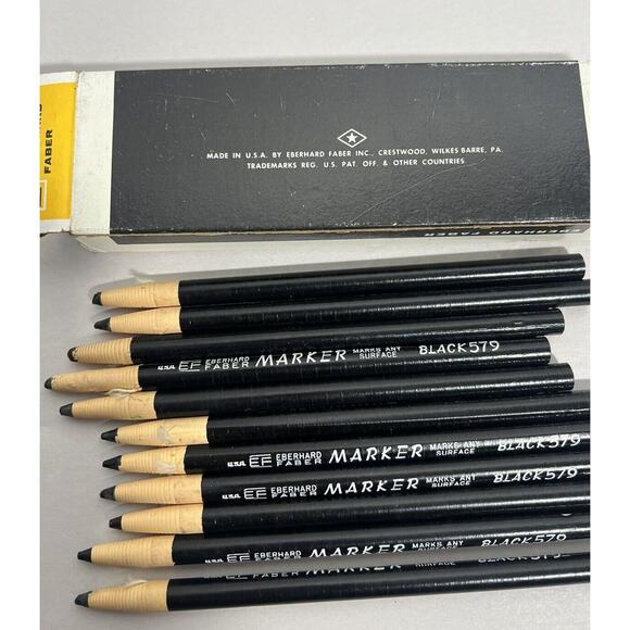 Vintage 11 Eberhard Faber Self-Sharpening Marker Pencils EF Pencil black 579 - Picture 4 of 5
